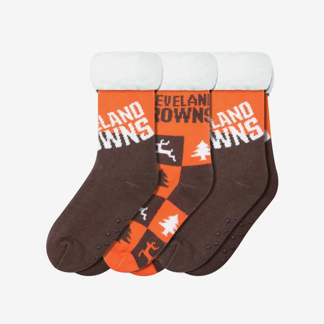 Cleveland Browns Lot de 3 paires de chaussettes pantoufles Fan Footy pour femmes