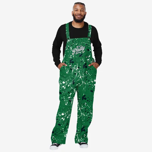 Philadelphia Eagles Salopette à bretelles Kelly Green Paint Splatter pour hommes