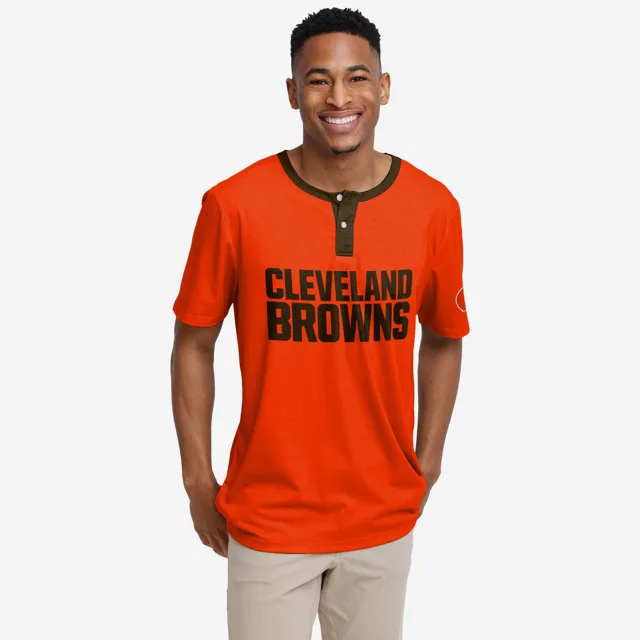 Cleveland Browns Henley à manches courtes avec mot-symbole uni