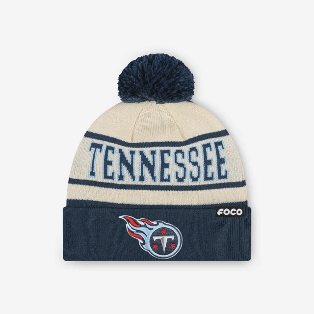 Bonnet à pompon avec logo principal à rayures Heritage Tennessee Titans