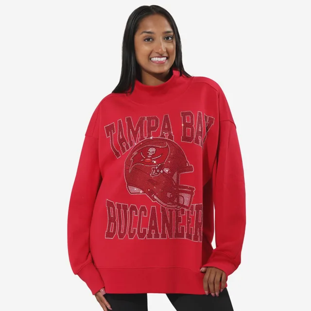 Tampa Bay Buccaneers Sweat-shirt surdimensionné à col montant avec strass pour femme