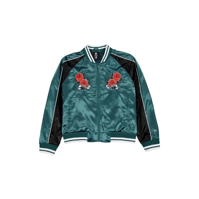 Philadelphia Eagles Veste universitaire en satin fleuri pour femme