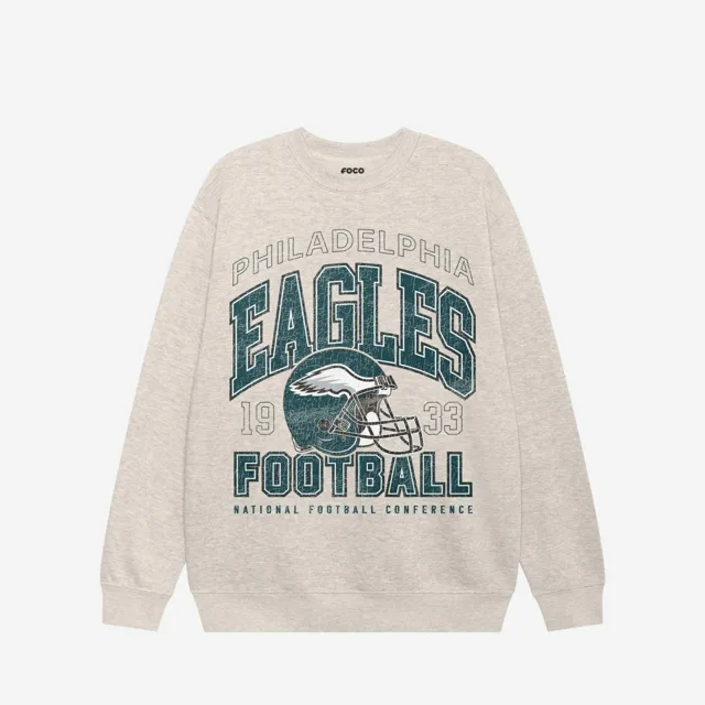 Sweat-shirt universitaire à col rond Philadelphia Eagles
