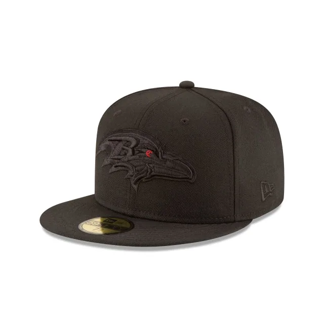 Baltimore Ravens Noir sur Noir 59FIFTY Chapeau ajusté
