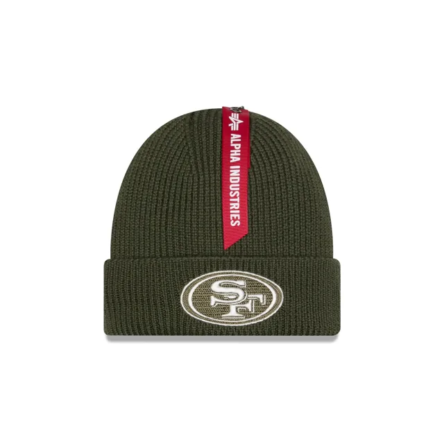 Alpha Industries x San Francisco 49ers Bonnet en tricot à revers vert olive