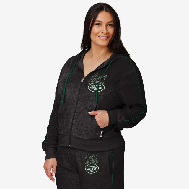 New York Jets Haut zippé en tricot éponge pour femme