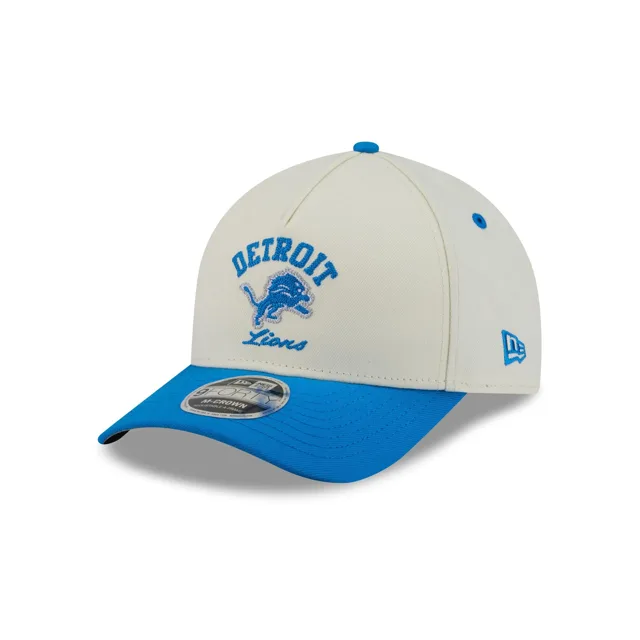 Detroit Lions Casquette Snapback 9FORTY M-Crown A-Frame Graphique Arqué Chrome Blanc