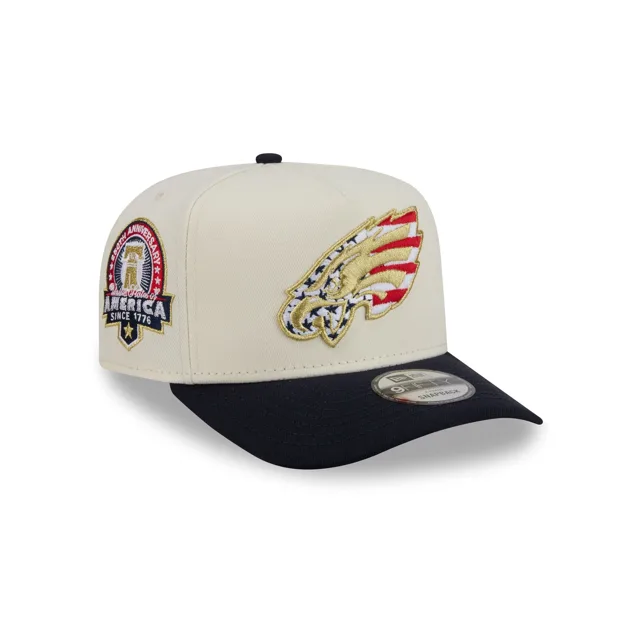Philadelphia Eagles Casquette Snapback 9FIFTY A-Frame avec étoiles et rayures blanches chromées
