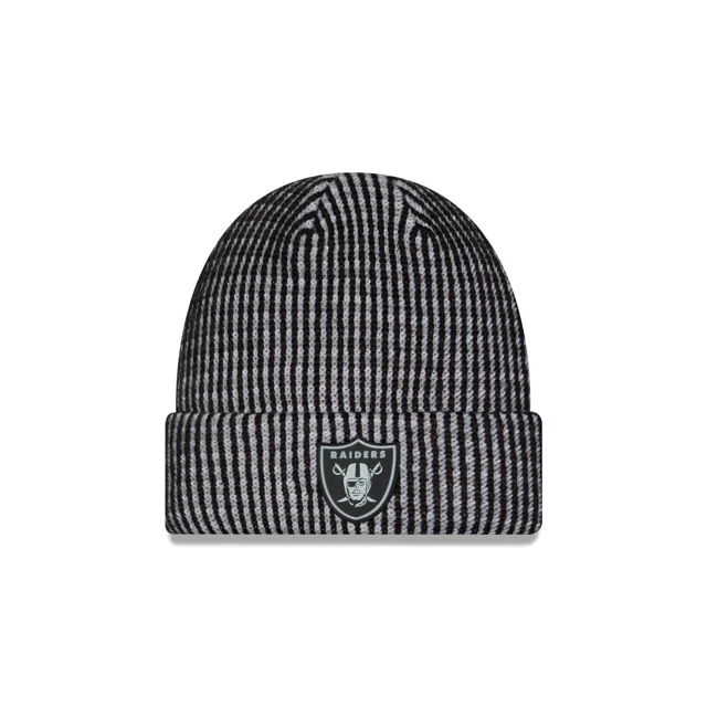 Las Vegas Raiders 2026 Sideline Bonnet en tricot à revers pour enfants par temps froid
