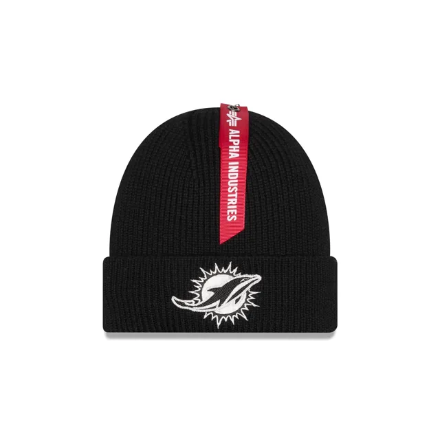 Alpha Industries x Miami Dolphins Bonnet en tricot noir à revers