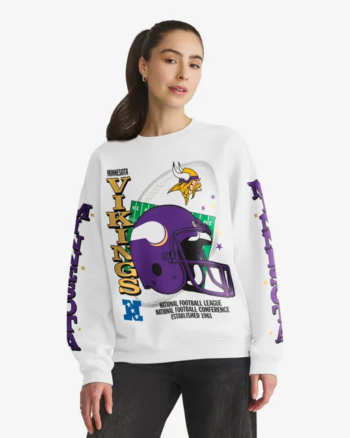 Minnesota Vikings THUNDEROUS '47 ÉQUIPAGE SURDIMENSIONNÉ POUR FEMMES