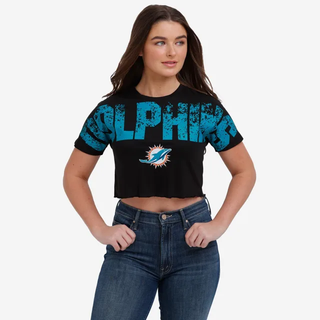 Miami Dolphins Haut court avec mot-symbole en détresse pour femme