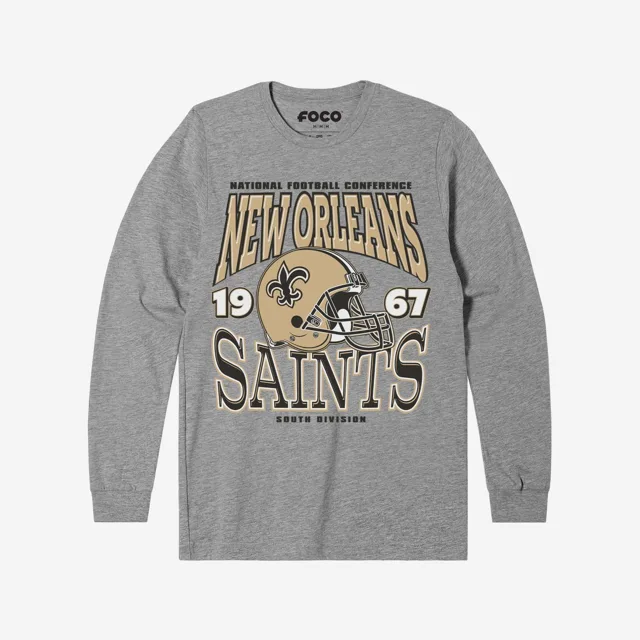 New Orleans Saints T-shirt à manches longues avec casque d'équipe classique