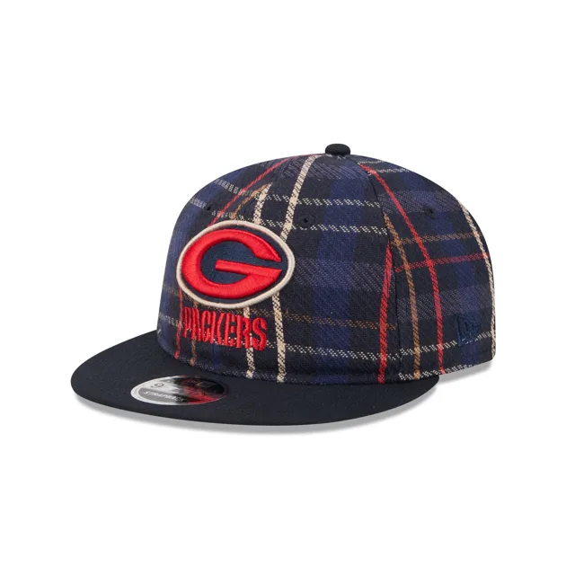 Green Bay Packers Grunge Plaid Retro Crown 9FIFTY Chapeau réglable