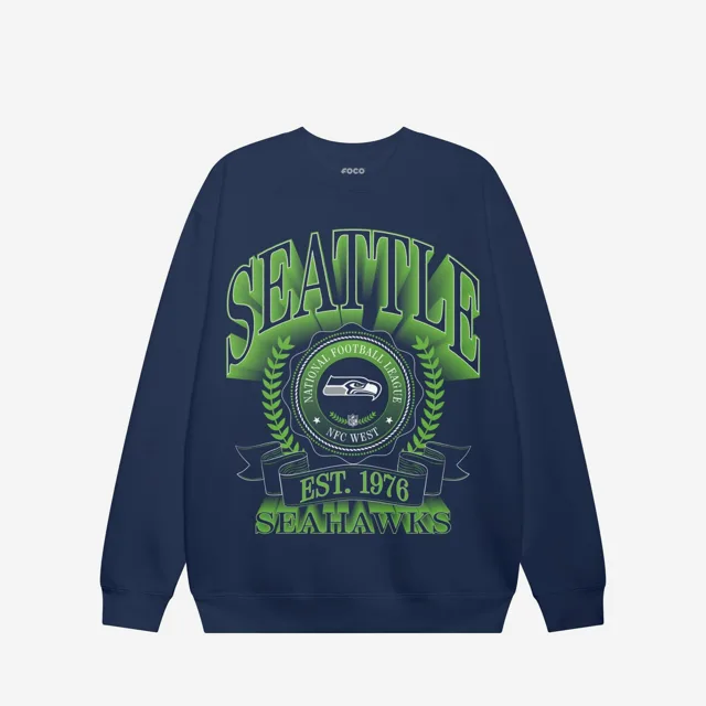 Seattle Seahawks Sweat-shirt à col rond avec écusson de bannière