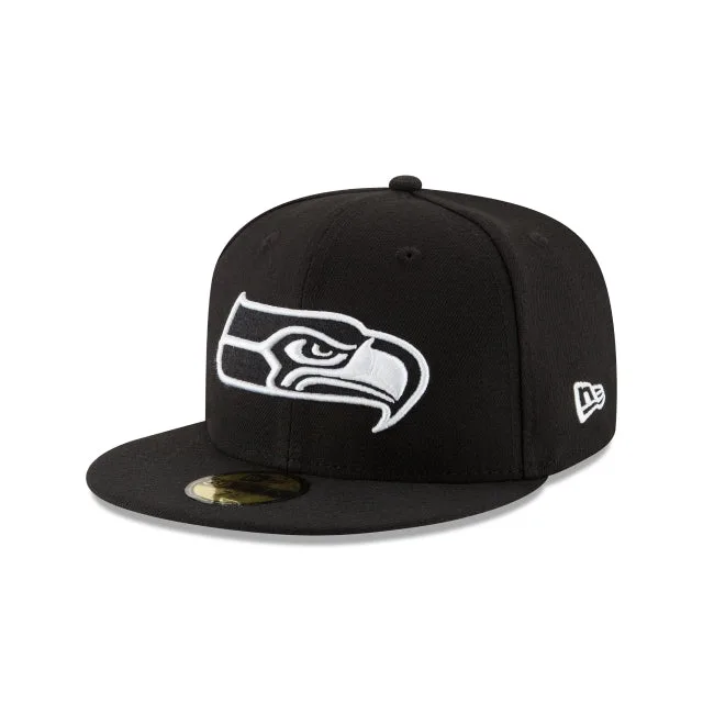 Seattle Seahawks Chapeau ajusté 59FIFTY noir et blanc