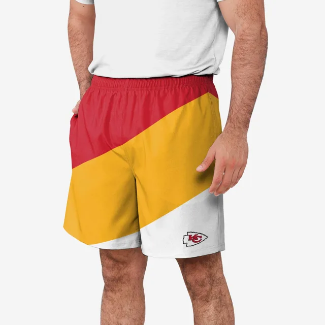 Kansas City Chiefs Short d'entraînement à double doublure en duvet color block