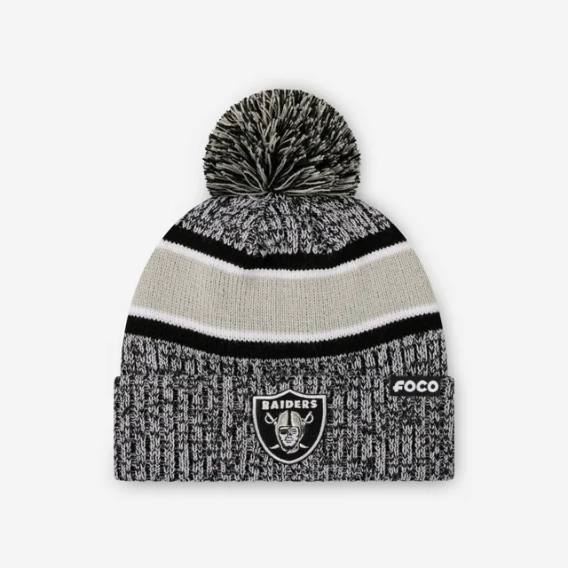 Las Vegas Raiders Bonnet à pompon doublé à rayures Heather Team