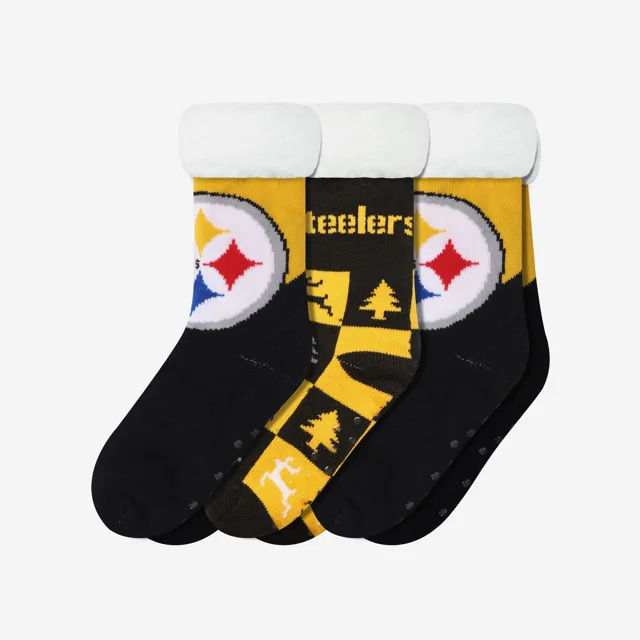 Pittsburgh Steelers Lot de 3 paires de chaussettes pantoufles Fan Footy pour femmes