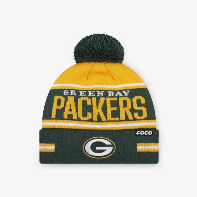 Green Bay Packers Bonnet à pompon à rayures et gros mot