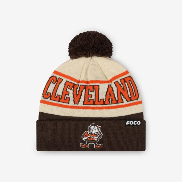 Bonnet à pompon avec logo rétro à rayures Heritage Cleveland Browns