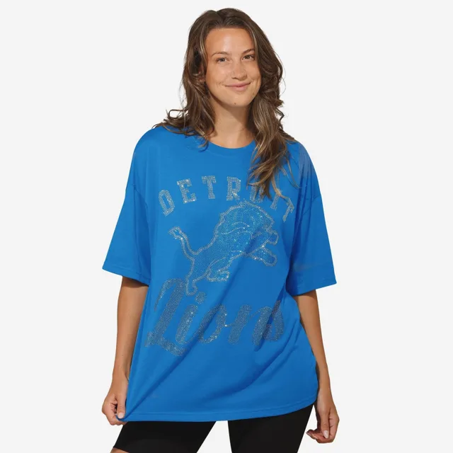 Detroit Lions T-shirt surdimensionné avec logo strass pour femme