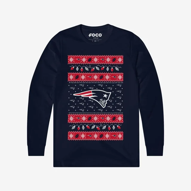 New England Patriots Pull à manches longues Holiday Lights