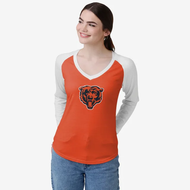 Chicago Bears T-shirt raglan uni avec grand logo pour femme