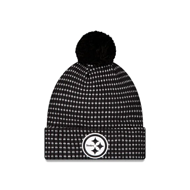 Pittsburgh Steelers 2026 Sideline Bonnet en tricot à pompon noir pour temps froid