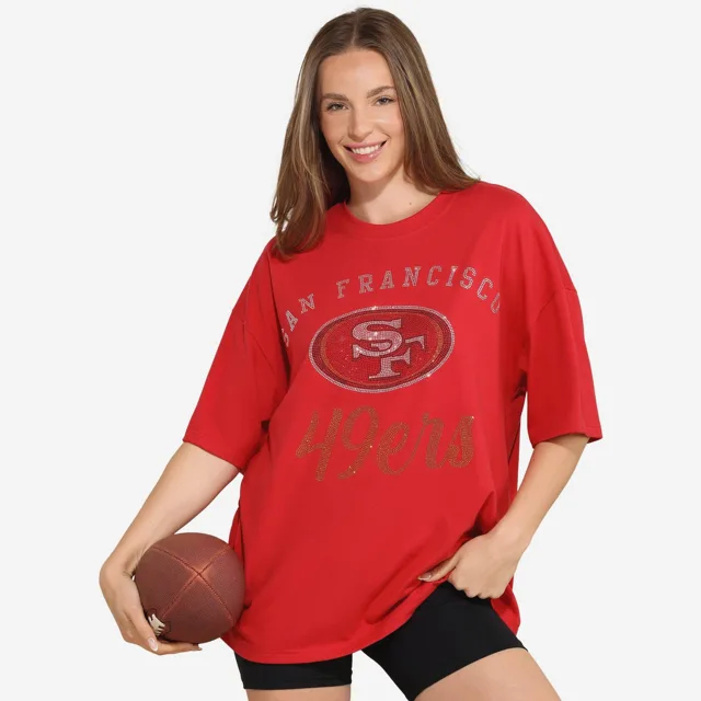 San Francisco 49ers T-shirt surdimensionné avec logo strass pour femme