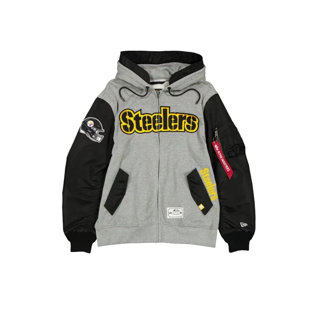 Alpha Industries x Pittsburgh Steelers Veste polaire grise MA-1 entièrement zippée