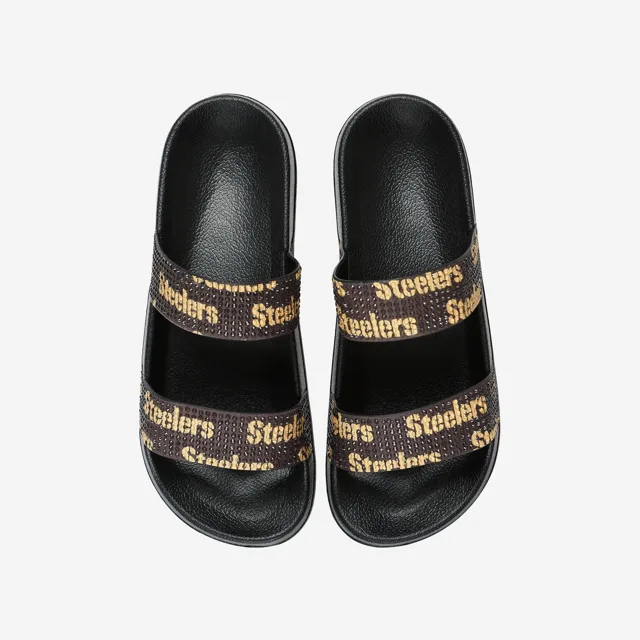 Pittsburgh Steelers Sandale scintillante à double sangle pour femme