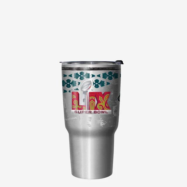 Philadelphia Eagles Super Bowl LIX Champions Pochoir Argent Diamant Gobelet en acier inoxydable 27 oz