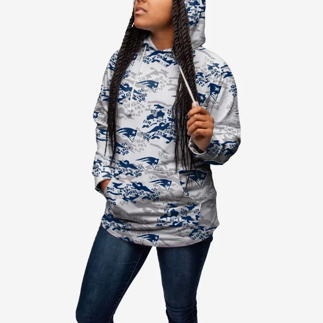 New England Patriots Sweat à capuche camouflage léopard pour femme