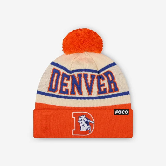Bonnet à pompon avec logo rétro à rayures Heritage Denver Broncos