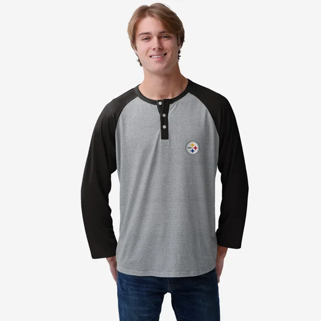 Pittsburgh Steelers Team Logo Gris Henley à manches longues