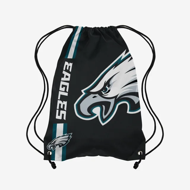 Philadelphia Eagles Sac à dos noir à cordon de serrage avec grand logo de couleur alternative