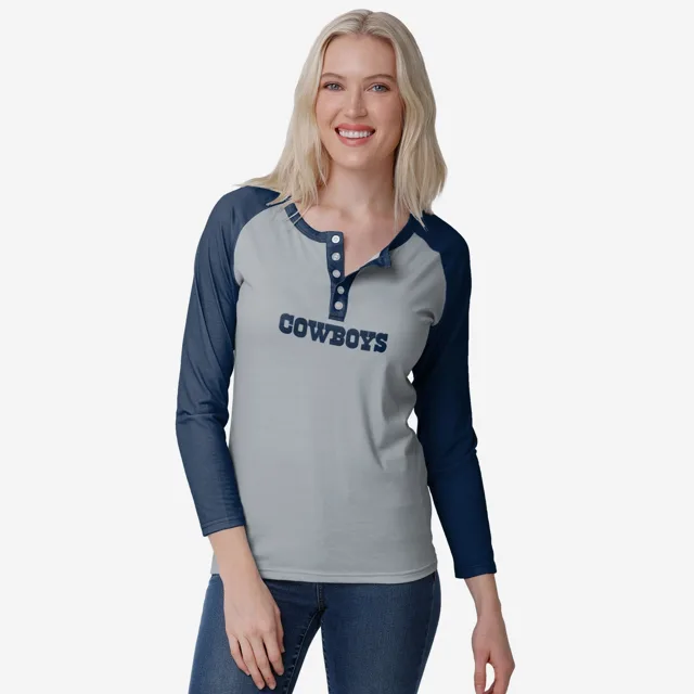 Dallas Cowboys Henley à manches longues Big Wordmark pour femme