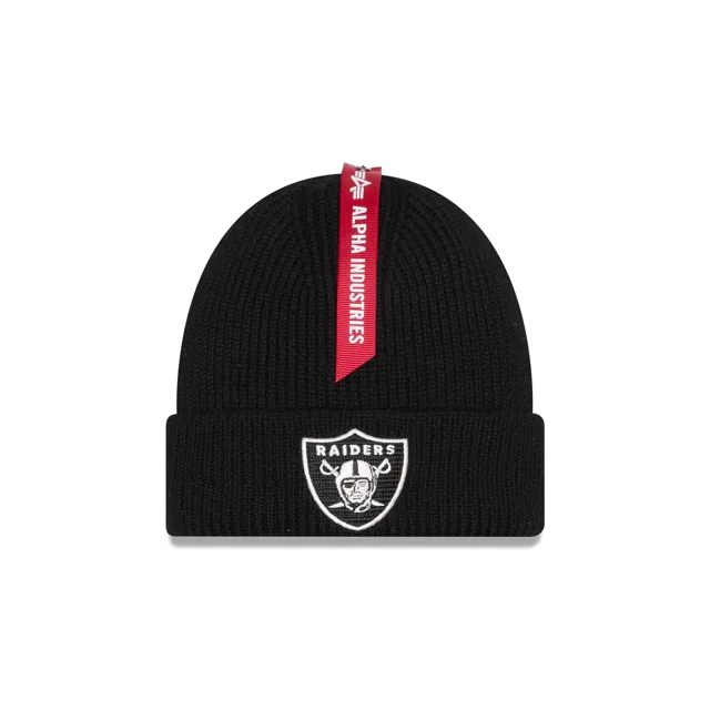 Alpha Industries x Las Vegas Raiders Bonnet en tricot noir à revers