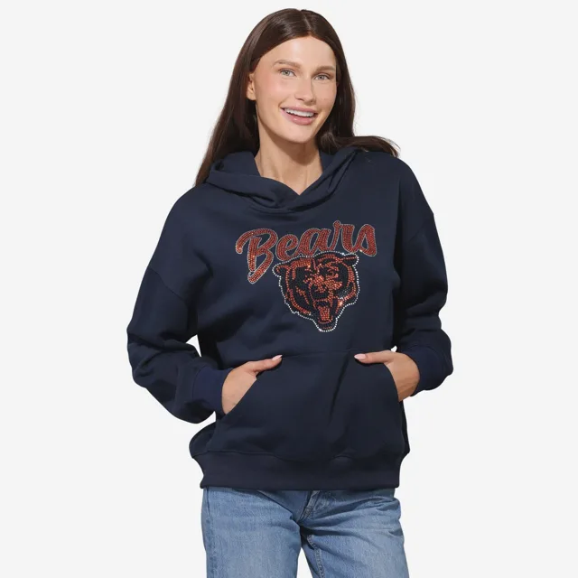 Chicago Bears Sweat à capuche surdimensionné avec logo strass pour femme