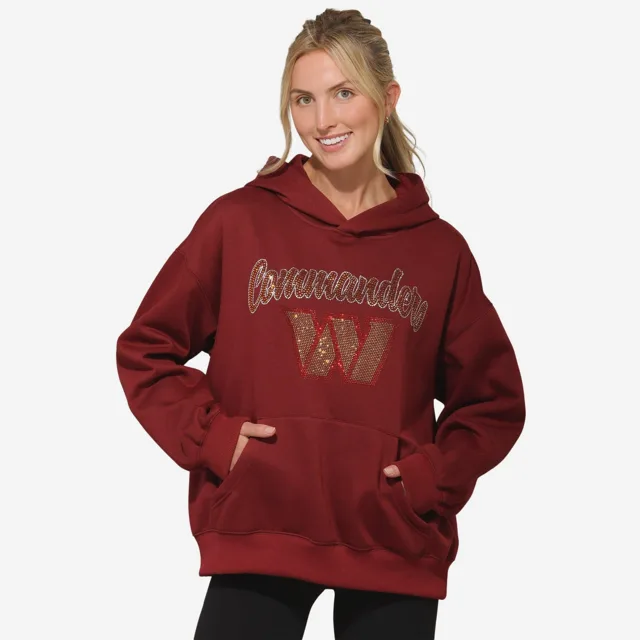Washington Commanders Sweat à capuche surdimensionné avec logo strass pour femme
