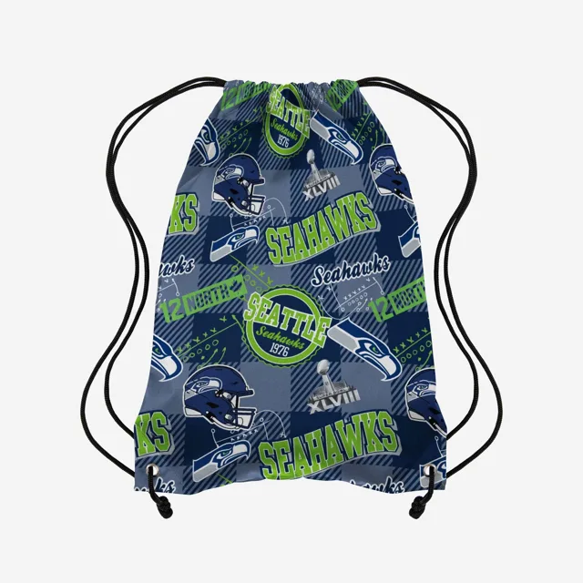 Seattle Seahawks Sac à dos à cordon imprimé à répétition thématique