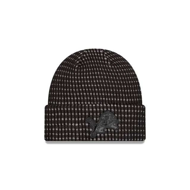 Detroit Lions 2026 Sideline Bonnet en tricot noir à revers pour temps froid
