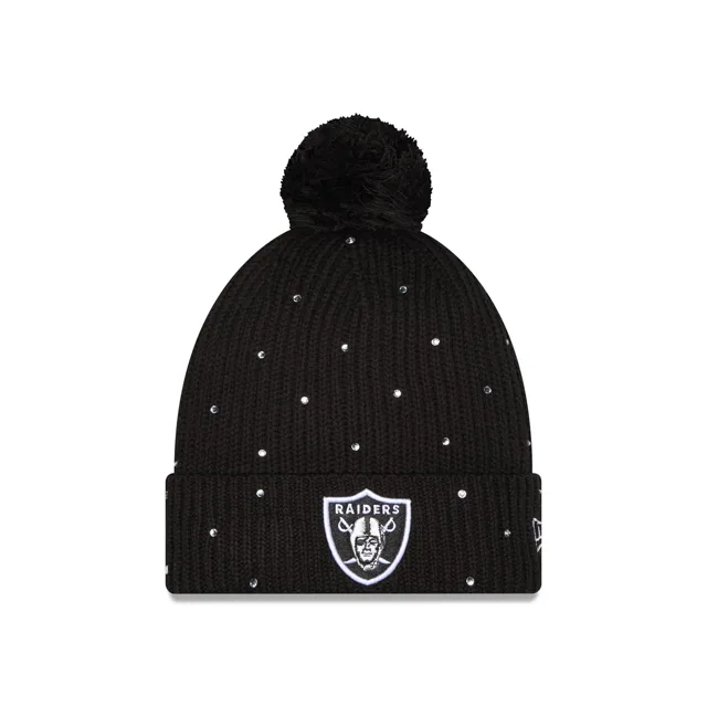 Las Vegas Raiders Bonnet en tricot à pompon strass pour femme