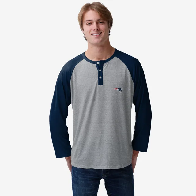New England Patriots Team Logo Gris Henley à manches longues