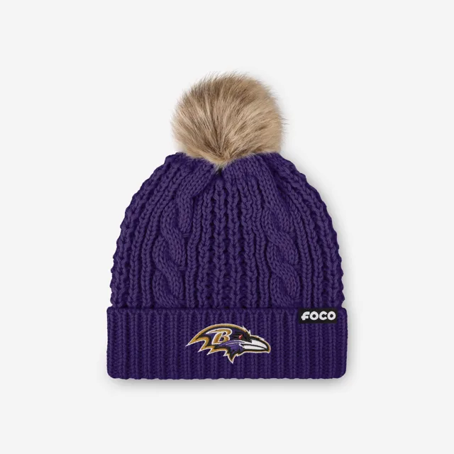 Baltimore Ravens Bonnet à pompon en fausse fourrure pour femme