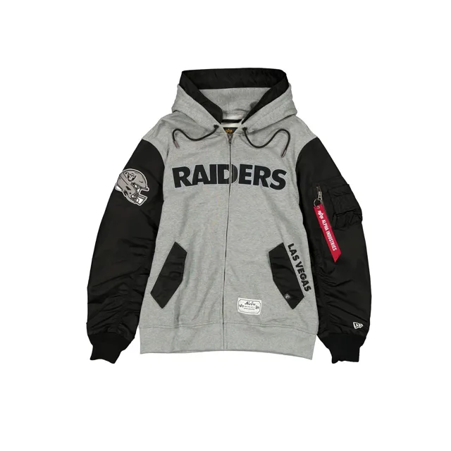 Alpha Industries x Las Vegas Raiders Veste polaire grise MA-1 entièrement zippée