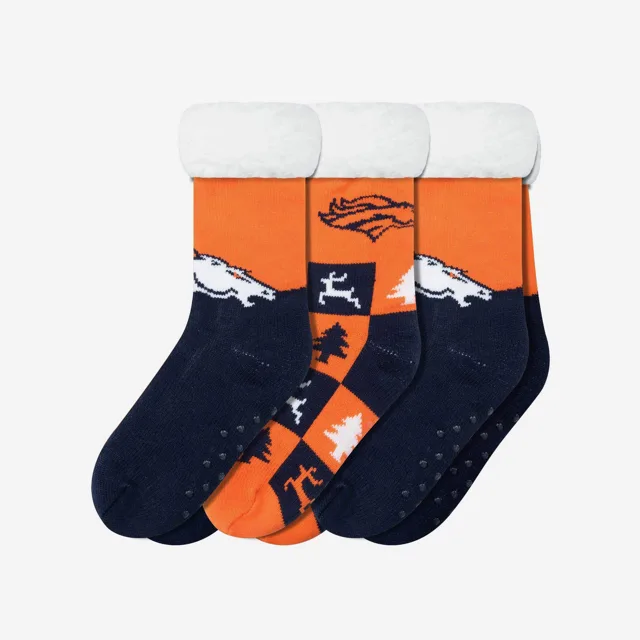 Denver Broncos Lot de 3 paires de chaussettes pantoufles Fan Footy pour femmes