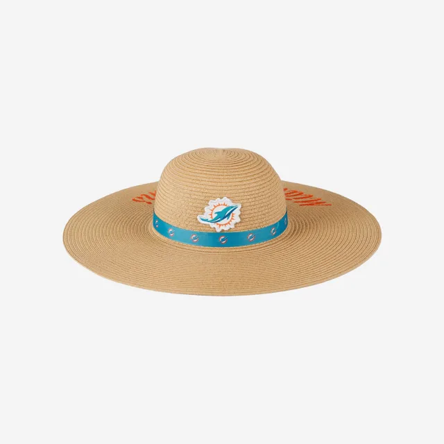 Miami Dolphins Chapeau de paille de plage avec mot-symbole pour femme