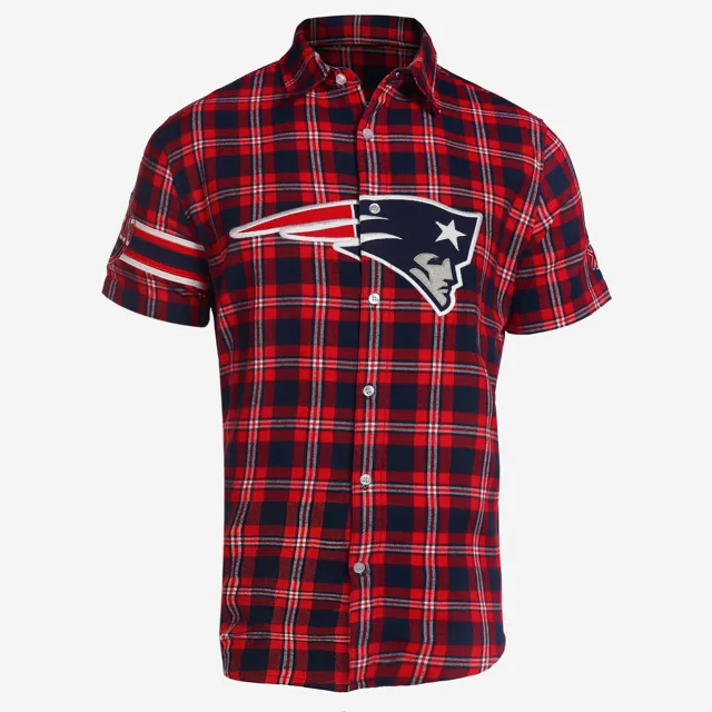 New England Patriots Chemise en flanelle à manches courtes color block